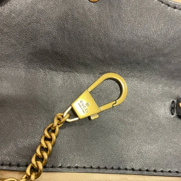 Black Quilted Gucci Bag with Gold Chain - Picture 8 of 11